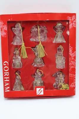 Gorham Crystal Christmas Ornaments – Set of 9 with Original Box
