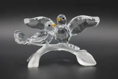 Swarovski Crystal Turtledoves on Frosted Branch
