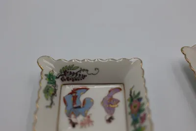 Japanese Kutani Porcelain Square Trinket Dishes