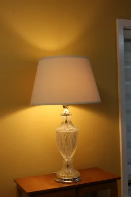 Elegant Cut Glass Urn Table Lamp with Shade