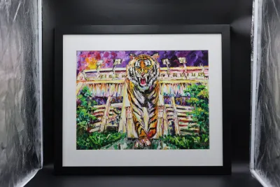 Becky Fos LSU Mike the Tiger & Tiger Stadium Framed Print