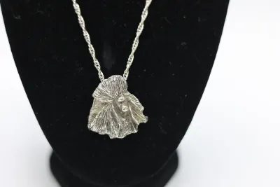Sterling Silver Poodle Dog Pendant Necklace with 925 Italy Chain