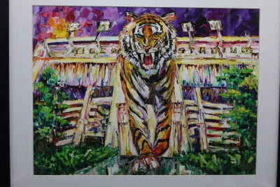 Becky Fos LSU Mike the Tiger & Tiger Stadium Framed Print