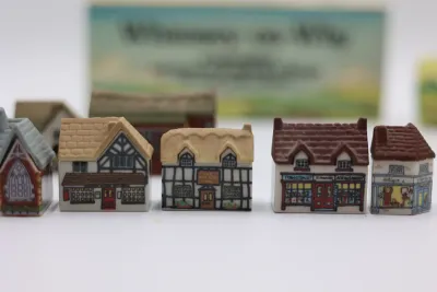 2 Wade Whimsey-on-Why Porcelain Miniature Village Sets – One Factory Sealed
