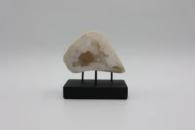 Natural Quartz Geode on Black Display Stand