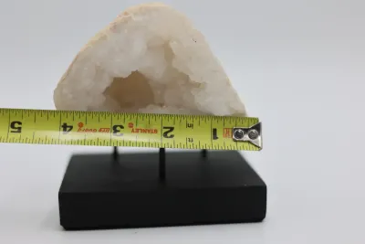 Natural Quartz Geode on Black Display Stand