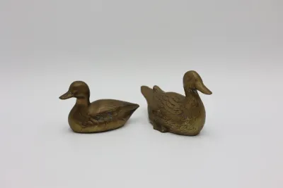 Pair of Vintage Korean Brass Duck Figurines
