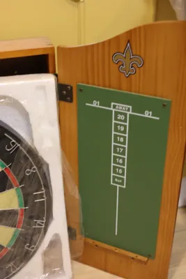 New Orleans Saints NFL Wood Dartboard Cabinet Set