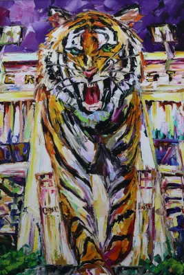 Becky Fos LSU Mike the Tiger & Tiger Stadium Framed Print