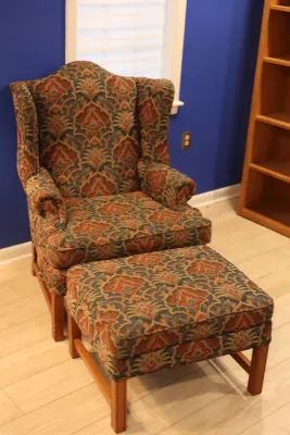 Bassett Upholstered Wingback Chair with Matching Ottoman