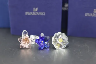Swarovski Crystal Flower Figurines with Boxes - Lot of 6