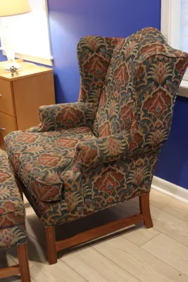 Bassett Upholstered Wingback Chair with Matching Ottoman