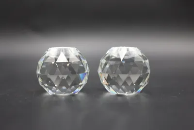 Pair of Swarovski Faceted Crystal Globe Taper Candle Holders