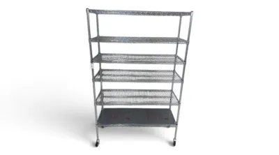 Nsf chrome 5 shelving unit on casters