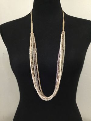 Beautiful, multi strand cream glass bead necklace