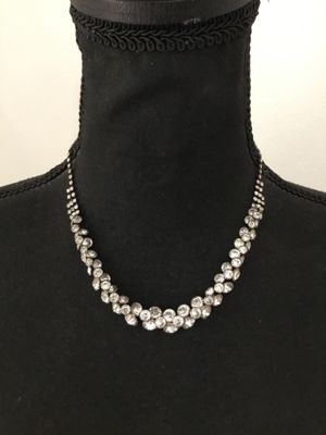 Beautiful gun, metal gray, crystal rhinestone, cluster statement necklace. Very nice quality.