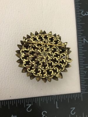 Vintage, white milk, glass petals starburst stacked dome Marquis flower, brooch
