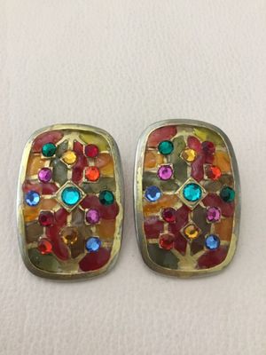 Vintage, Don Lin statement, earrings, bohemian vibrant aesthetic