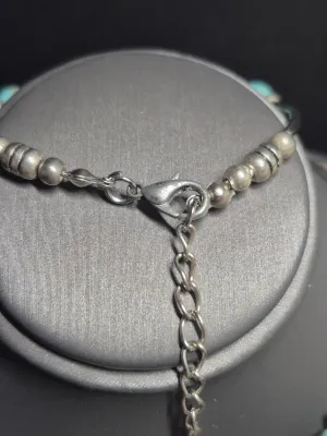 Native American Silver Choker w/ pendant / Turquoise Bracelet / Dangle Earrings set