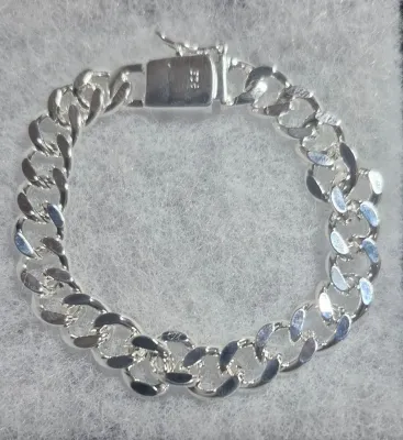925 Sterling Silver Bracelet Jewelry Heavy Thick Cuban Link Chain
