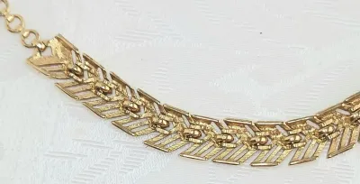Vtg Monet textured statement Link gold tone adjustable Collar Necklace