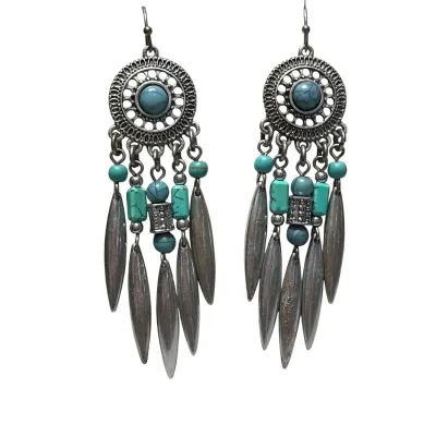 Silver Tone Dream Catcher Dangle Earrings Hooks Medallion & Feathers