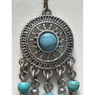 Silver Tone Dream Catcher Dangle Earrings Hooks Medallion & Feathers