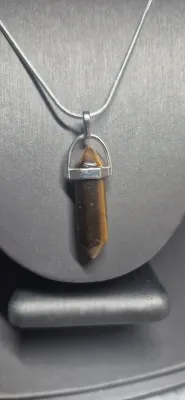 Vintage pair of Handmade Mahogany Obsidian Cabochon Pendants, 925 Sterling Silver chains
