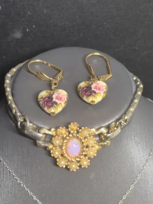 Vintage Sarah Coventry Contessa B bracelet & Earrings / Filigree Pendent 925 box chain