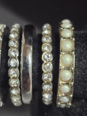 Set 7 Ann Taylor Ring Bands ~ Pearls & Rhinestones
