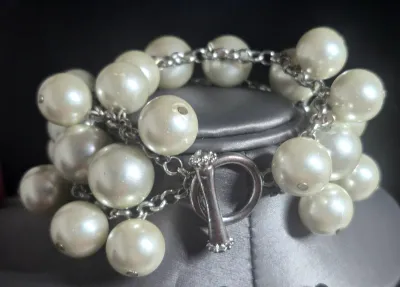 Vintage Pearl triple rows Toggle Clasp