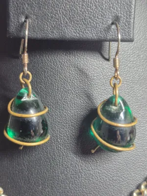 Bohemian Necklace & Glass caged Earrings