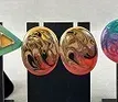 Group of Modernist Enamel Iridescent Earrings~ set 6