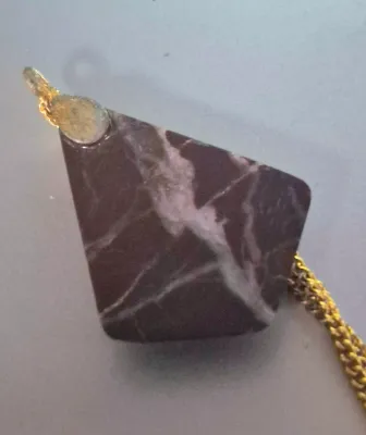 Natural Maryam Jasper Pendant on gold link chain & Earrings