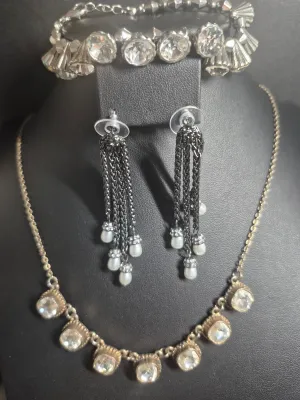 Lia Sophia Kiam Collection Necklace & Pie plate Bracelet w/dangle earrings