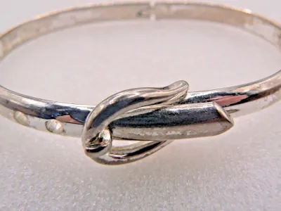 VTG Ralph Lauren, RLL Marked, Silver Tone Hinged Belt Buckle Bracelet.