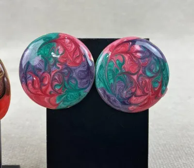 Group of Modernist Enamel Iridescent Earrings~ set 6