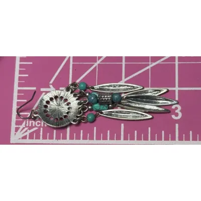 Silver Tone Dream Catcher Dangle Earrings Hooks Medallion & Feathers