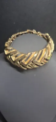 Vtg Monet textured statement Link gold tone adjustable Collar Necklace