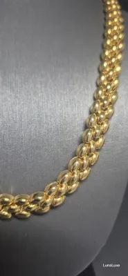 90s Gold Tone Thick Heavy Thick Gold Chain Chunky Necklace 18" & Earrings