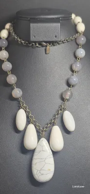 J Jill Chained White/Olive Beaded Necklace