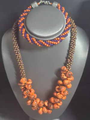 Handmade multi-strand beaded Necklace & Beaded Bracelet