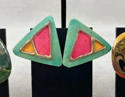 Group of Modernist Enamel Iridescent Earrings~ set 6