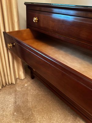 Sale Photo Thumbnail #13: Solid cherrywood distinctive legs with large circular polished brass knobs
Willett Furniture is operated out of Louisville, Ky.