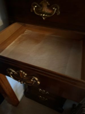 Sale Photo Thumbnail #40: vintage Ethan Allen Classic Manor Lingerie Chest featuring a slender, tall wooden frame with seven drawers and brass hardware.