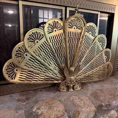 Ornate Brass Fireplace Fan (P-BM)