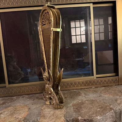 Ornate Brass Fireplace Fan (P-BM)