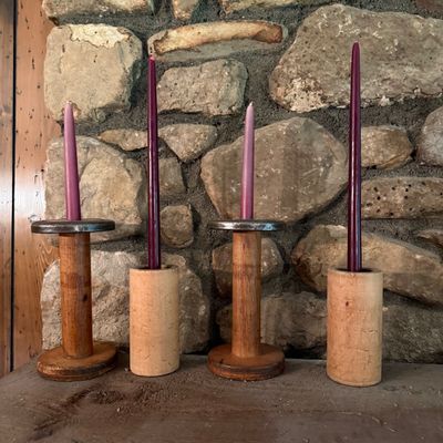 Wooden Bobbin Candle Holders and More (P-BM)