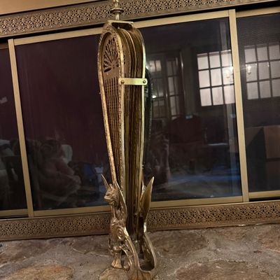 Ornate Brass Fireplace Fan (P-BM)