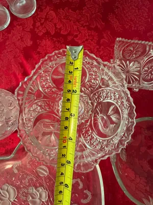 Clear Glass Serving Plates, Bowls & Compote – 5-Piece Lot